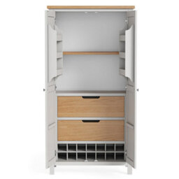 Farro Grey Kitchen Larder Cabinet With Wine Rack - By Roseland Furniture - thumbnail 2