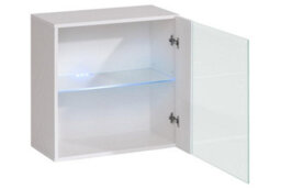 Arte Switch Ww3 White Gloss Display Cabinet 60Cm - Bright Modern Showcase With Illuminated Glass Shelf - thumbnail 2