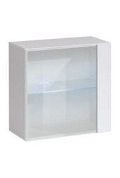 Arte Switch Ww3 White Gloss Display Cabinet 60Cm - Bright Modern Showcase With Illuminated Glass Shelf
