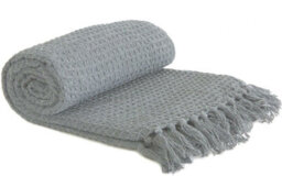 "Emma Barclay Honeycomb Throw Over Blanket 70"" X 100"" Silver" - thumbnail 1