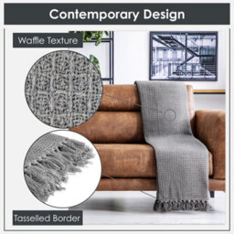 "Emma Barclay Honeycomb Throw Over Blanket 70"" X 100"" Silver" - thumbnail 4