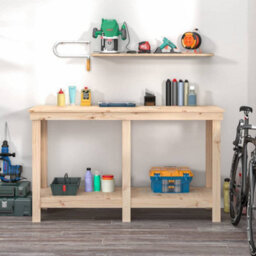 Berkfield Work Bench 140X50X80 Cm Solid Wood Pine - thumbnail 3