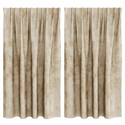 Berkfield Classic Curtain With Curtains 2 Pcs Cream 140 X 140 Cm Velvet - image 1