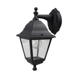 Varennes Fixed Matt Black Mains-Powered Outdoor [E27] Light Bulb Required (Not Included). Check Bulb Dimensions In Relation To Space Available. Wall Light - thumbnail 1
