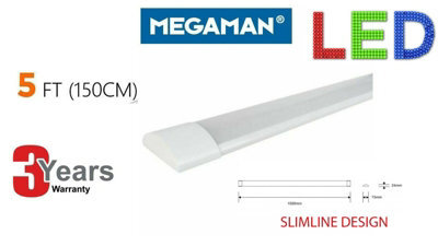 Megaman Led 5Ft Batten 48W Light 1500mm Slimline (24mm High) Replaces Old Fluorescent Fittings Warm White 3000K - Bright Output - image 1