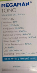 Megaman Led 5Ft Batten 48W Light 1500mm Slimline (24mm High) Replaces Old Fluorescent Fittings Warm White 3000K - Bright Output - thumbnail 6