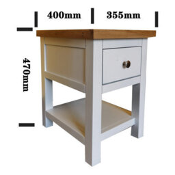 Bedside Tables, Oak Compact Side Table With Drawer And Shelf, 1 Drawer Bedside Cabinet - Fully Assembled - White - thumbnail 6