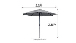 PureLifestyleWonders Garden Parasol - Midnight Grey - thumbnail 2