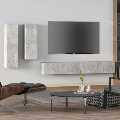 Berkfield 4 Piece Tv Cabinet Set Concrete Grey Engineered Wood - image 1