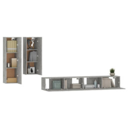 Berkfield 4 Piece Tv Cabinet Set Concrete Grey Engineered Wood - thumbnail 4