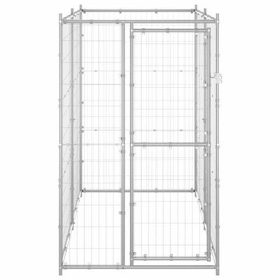 Berkfield Durable Outdoor Dog Kennel Galvanised Steel 110X220X180 Cm