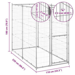 Berkfield Durable Outdoor Dog Kennel Galvanised Steel 110X220X180 Cm - thumbnail 6