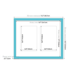 10X8 Inch 2 Opening Photo Collage Frame, Display Two 6X4 Inch Photos, Multi Aperture Family Picture Frame, Turquoise - thumbnail 4