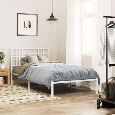 Berkfield Metal Bed Frame Without Mattress With Headboard White 100X200Cm - image 1