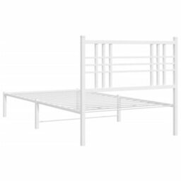 Berkfield Metal Bed Frame Without Mattress With Headboard White 100X200Cm - thumbnail 6