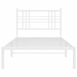 Berkfield Metal Bed Frame Without Mattress With Headboard White 100X200Cm - thumbnail 4