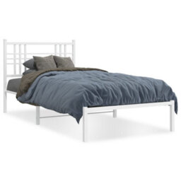 Berkfield Metal Bed Frame Without Mattress With Headboard White 100X200Cm - thumbnail 2