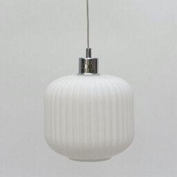 First Choice Lighting Set Of 2 Bento - White Ribbed Glass With Chrome Pendant Fittings - thumbnail 6