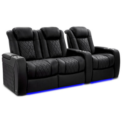 Valencia Tuscany Ultimate Luxury Edition Home Theater Recliner Row Of 3 Loveseat Left Onyx Semi Aniline Leather - image 1