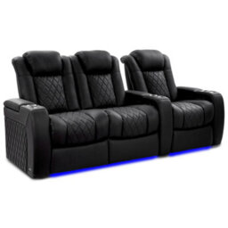 Valencia Tuscany Ultimate Luxury Edition Home Theater Recliner Row Of 3 Loveseat Left Onyx Semi Aniline Leather - thumbnail 1