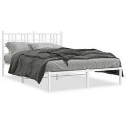 Berkfield Metal Bed Frame Without Mattress With Headboard White 120X200Cm - thumbnail 2