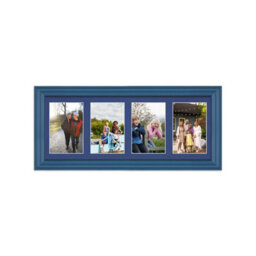 AK Frames 50X20Cm Navy Blue Classic Multi Photo Frame With Blue Mount - Holds 4 Apertures (4X) 6X4 Photos - thumbnail 1