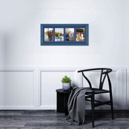 AK Frames 50X20Cm Navy Blue Classic Multi Photo Frame With Blue Mount - Holds 4 Apertures (4X) 6X4 Photos - thumbnail 3