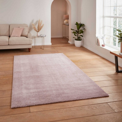 Rose Plain Shaggy Modern Rug Easy To Clean Dining Room-120Cm X 170Cm - image 1