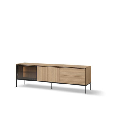 Arte Expansive Oak Linear Tv Cabinet H620mm W1970mm D410mm - Modern Design With Led Lighting - image 1