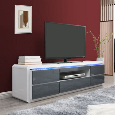 Furniture in Fashion Frame High Gloss Tv Stand In White And Grey With Led - image 1