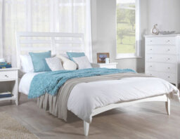 Statement Furniture Edward Hopper White Double Bed Frame 4Ft6 With Slatted Headboard - thumbnail 3