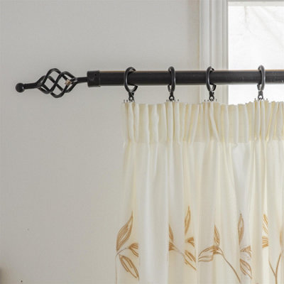 Luxury Living Leaf Embroidered Tulle Voile Curtains Pencil Pleat Gold - image 1