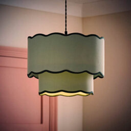 Valuelights Sloane 2 Tier Green Colour Clash Scallop Ceiling Lamp Shade And Bulb - thumbnail 1