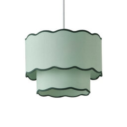 Valuelights Sloane 2 Tier Green Colour Clash Scallop Ceiling Lamp Shade And Bulb - thumbnail 2