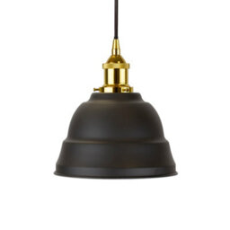 Matt Black Lincoln Painted Dome Pendant Light With Gold Lamp Holder And Black Round Cable - Se Home - thumbnail 1