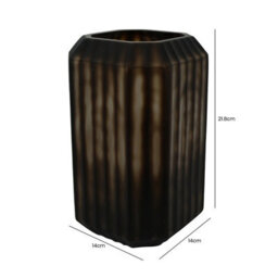 Vanity Living 21.8Cm Pleated Coffee Brown Handmade Glass Vase, Small Decorative Vase For Living Room - thumbnail 3
