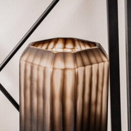 Vanity Living 21.8Cm Pleated Coffee Brown Handmade Glass Vase, Small Decorative Vase For Living Room - thumbnail 2