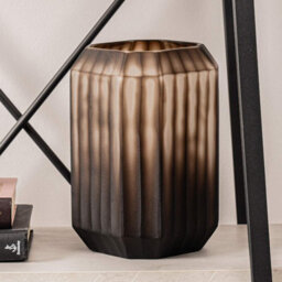 Vanity Living 21.8Cm Pleated Coffee Brown Handmade Glass Vase, Small Decorative Vase For Living Room - thumbnail 1