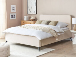 Beliani Bed Corduroy Valognes 160 X 200 Cm (Eu King Size) Light Beige - thumbnail 2