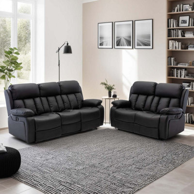 More4Homes Chester Electric Recliner Bonded Leather 2+3 Seater Sofa Set (Black) - image 1