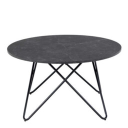 Wyld Haus Turin Round Coffee Table Black Marble Effect Top & Geometric Steel Base - thumbnail 3