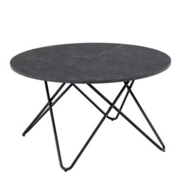 Wyld Haus Turin Round Coffee Table Black Marble Effect Top & Geometric Steel Base - thumbnail 2