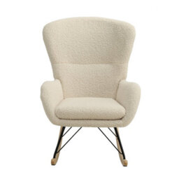 Thehotsale Rocking Chair Faux Wool Upholstered Rocking With Removable Padded Seat And High Back - thumbnail 3