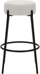 Lamboro Rotonda Bouclé Kitchen Bar Stools, Fixed Height Metal Legs With Footrest, Breakfast Bar Stool - White (66Cm) - thumbnail 2