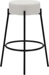 Lamboro Rotonda Bouclé Kitchen Bar Stools, Fixed Height Metal Legs With Footrest, Breakfast Bar Stool - White (66Cm) - thumbnail 6