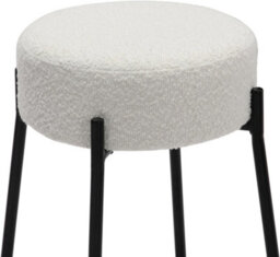 Lamboro Rotonda Bouclé Kitchen Bar Stools, Fixed Height Metal Legs With Footrest, Breakfast Bar Stool - White (66Cm) - thumbnail 3