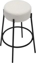 Lamboro Rotonda Bouclé Kitchen Bar Stools, Fixed Height Metal Legs With Footrest, Breakfast Bar Stool - White (66Cm) - thumbnail 5