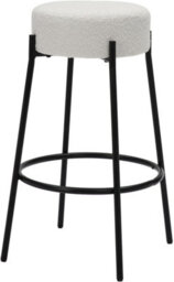 Lamboro Rotonda Bouclé Kitchen Bar Stools, Fixed Height Metal Legs With Footrest, Breakfast Bar Stool - White (66Cm) - thumbnail 7