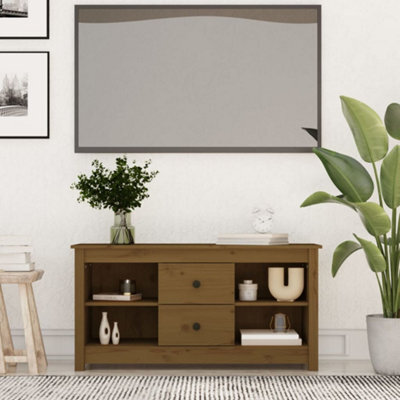 Berkfield Tv Cabinet Honey Brown 103X36.5X52 Cm Solid Wood Pine - image 1