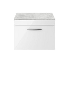 Balterley Millwich Contemporary 1 Drawer Wall Hung Vanity Unit With Laminate Black Galaxy Granite Worktop, 600mm - image 1